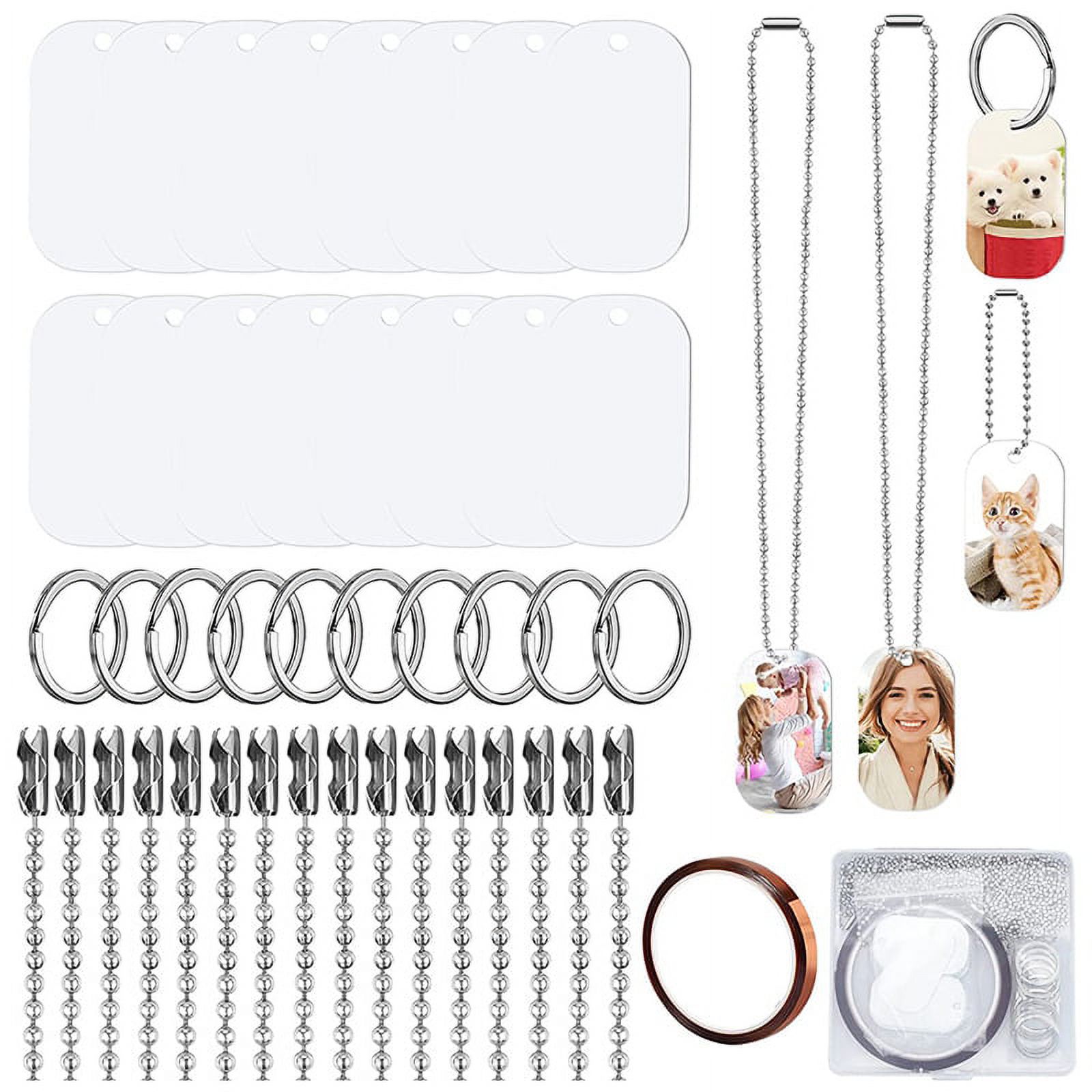 Pceewtyt 44pcs Sublimation Stamping Blank Aluminum Dog Tags, with Chain Necklace Chain Key Rings Heat Tape for Pet ID, Pendant, Women's, Size: One